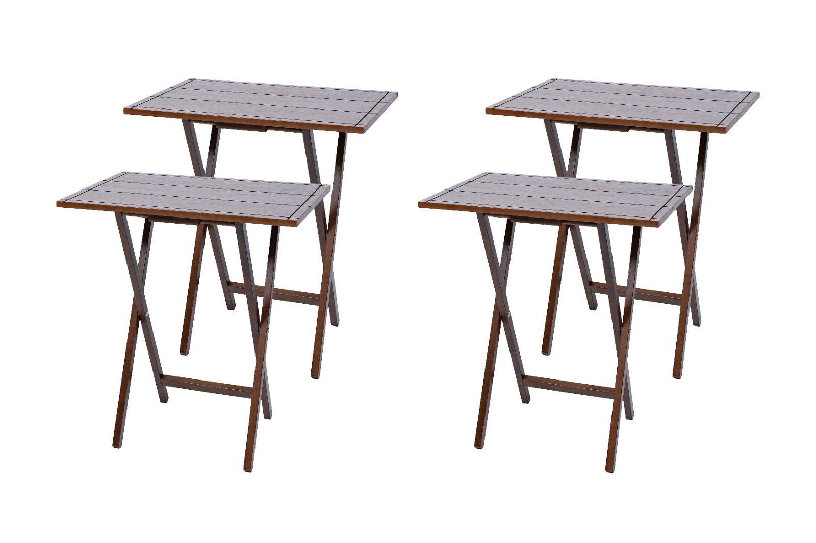 Mainstays 5-Piece Farmhouse XL Oversized Rubberwood Folding TV Tray, Walnut
