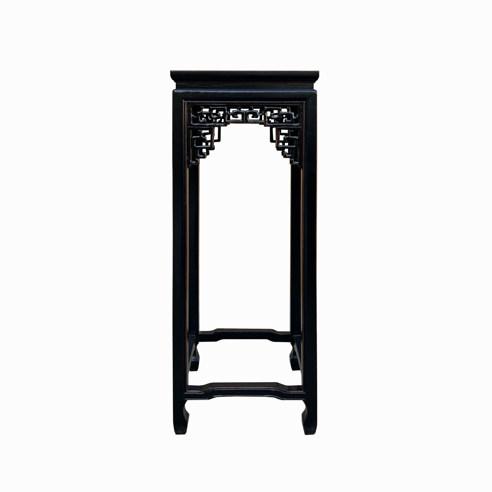 Chinese Black Lacquer Square Ru Yi Tall Plant Stand Pedestal Table cs7716