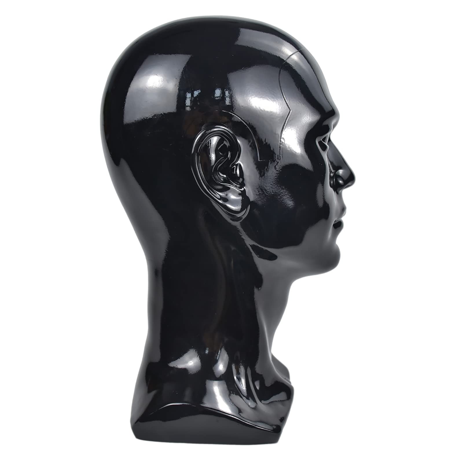MIAOMANZI PVC Mannequin Head Black Male Manikin 1 Count (Pack of 1), black