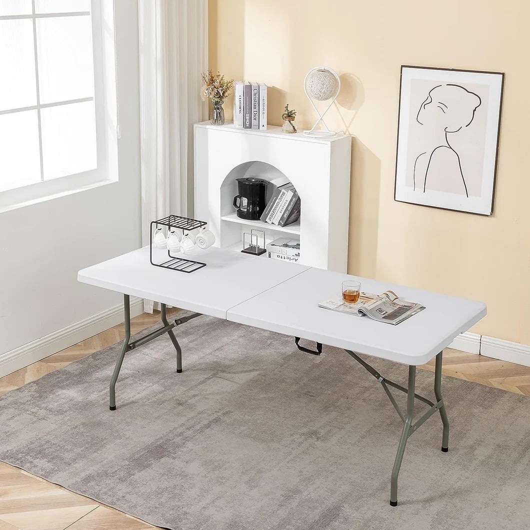 6FT Foldable Plastic Table Indoor Outdoor Dining Table White Free Ship