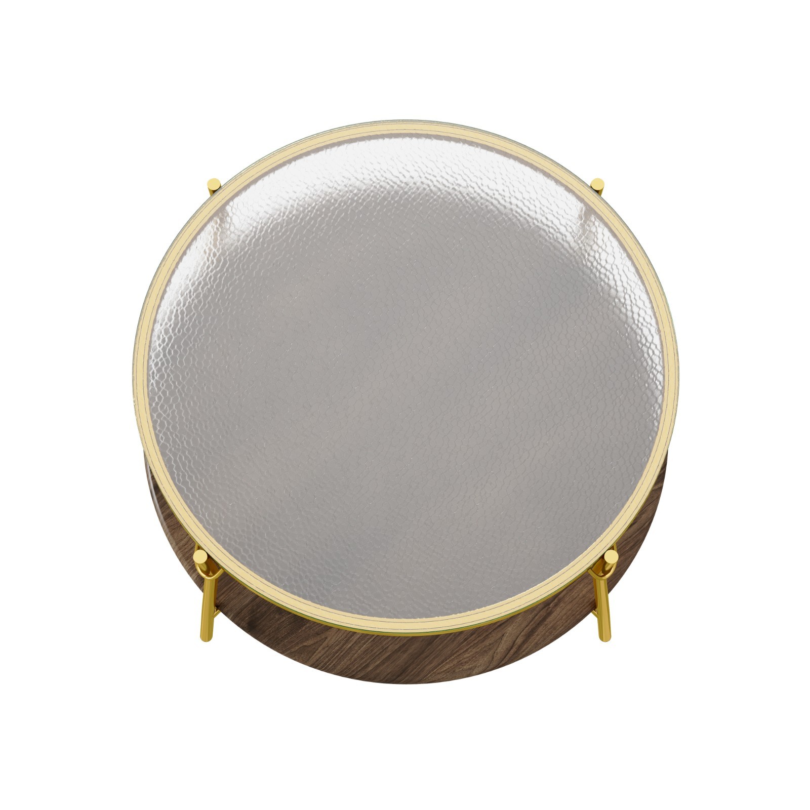 Modern Round Coffee Table Center Table w/ Tempered Glass Tabletop Gold Metal Leg