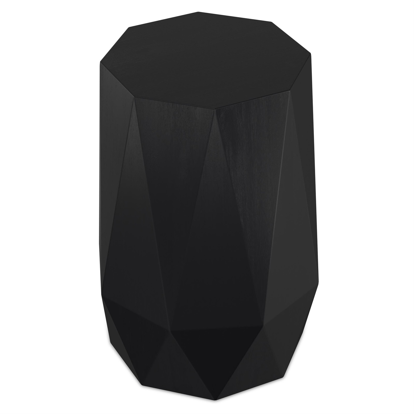 Kurt ACACIA WOOD 15″ Wide Polygon Side Table in Black & Fully Assembled