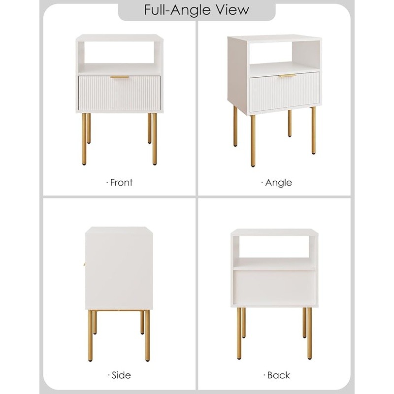 Compact Modern Nightstand Stylish Bedside Table W/ Drawer Bedroom Living Room US