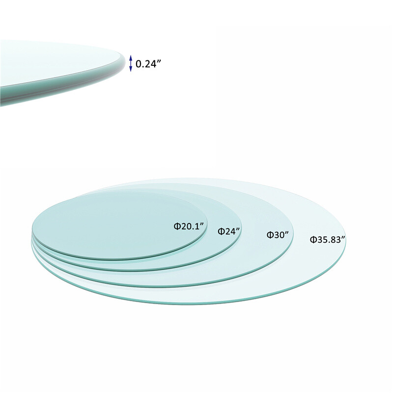 20″-36″ Round Tempered Glass Table Top 1/4” Inch Thick Round Polished Edge