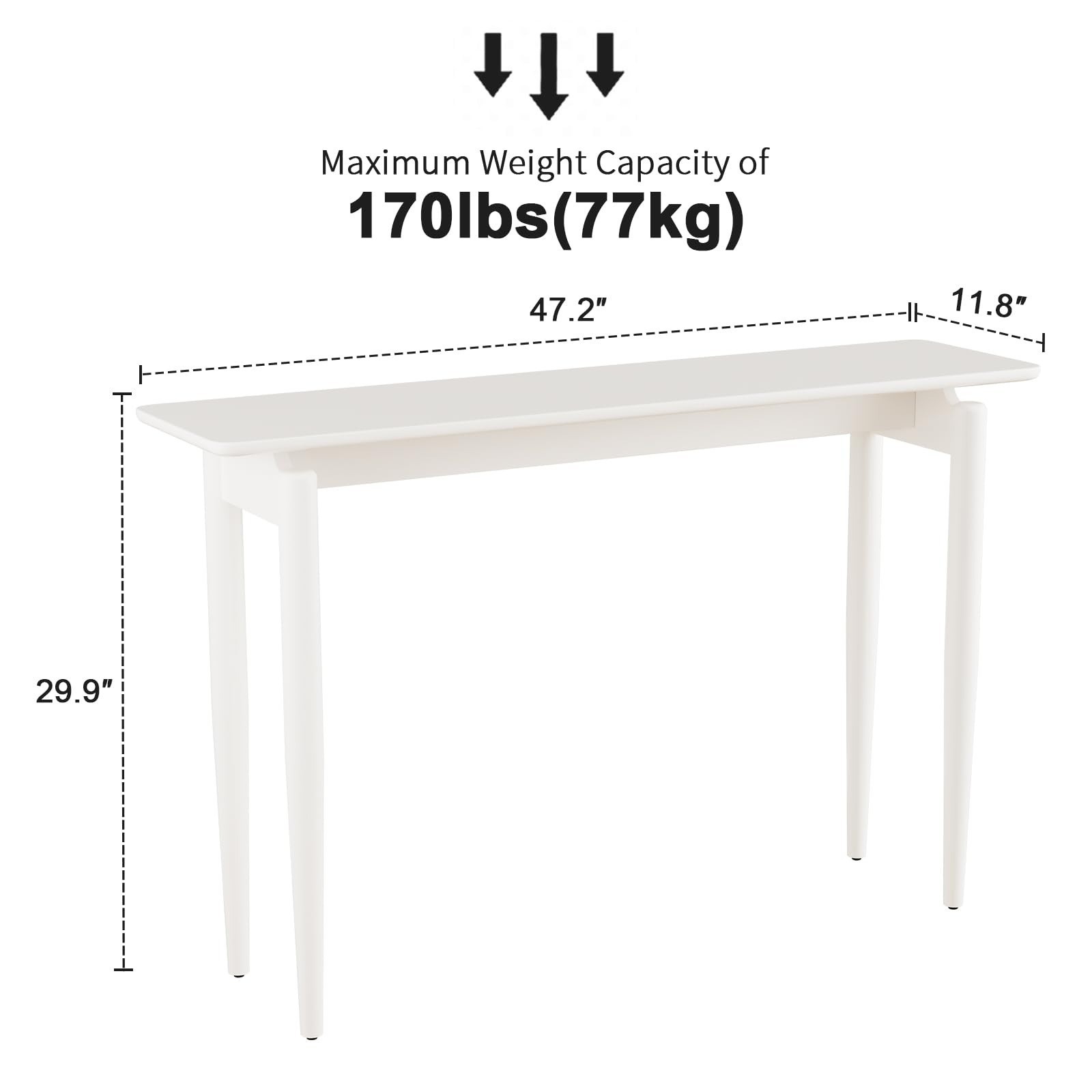 Wood Console Table White Entryway Table, Thin Console Table, Sofa Tables 47.2 in