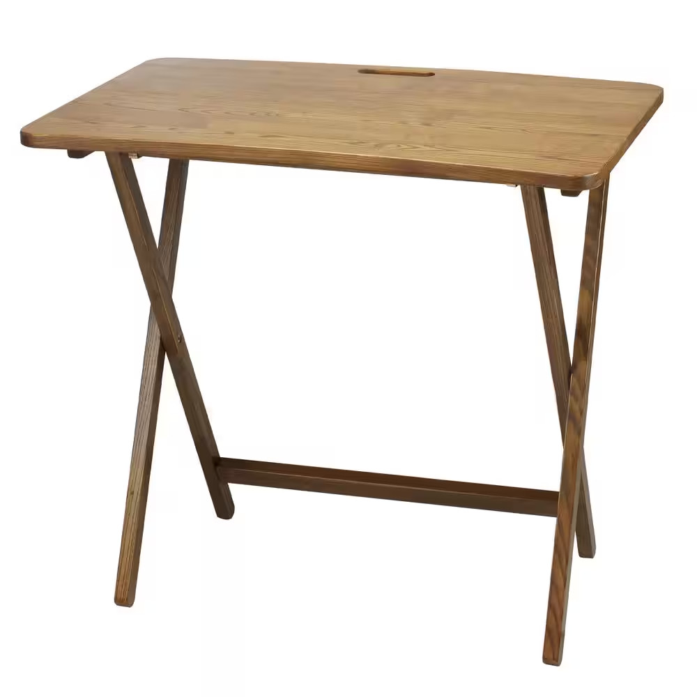 28 In. W Warm Brown New Color Solid Red Oak Wood Folding Table