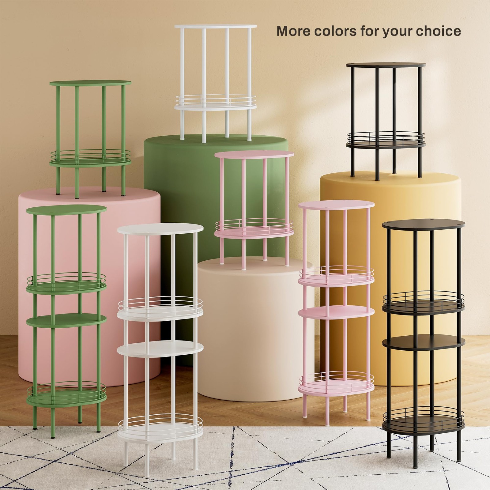 Small Modern Oval Side Table with Storage,2-Tier Side Tables Living Room,Stur…