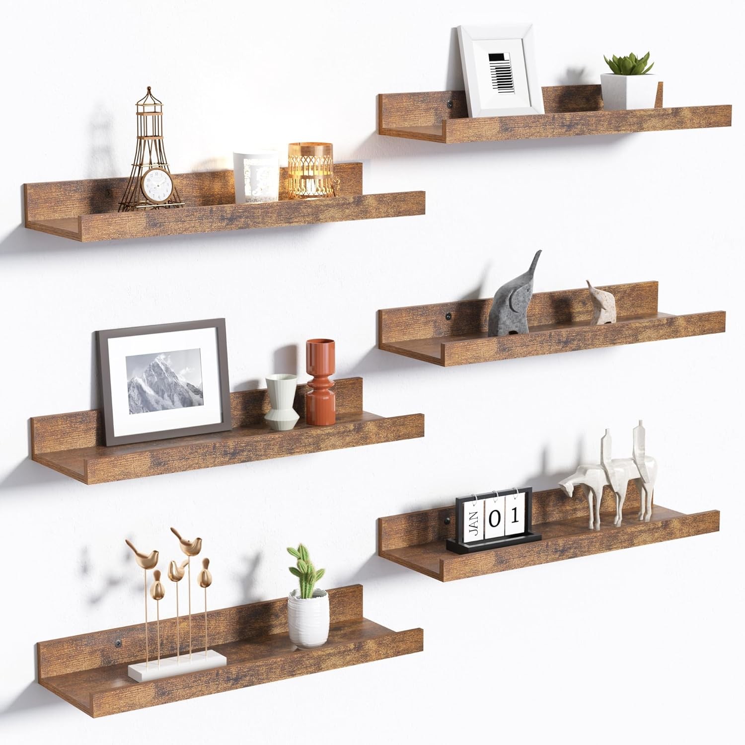 upsimples Floating Shelves for Wall, Wall Decor 15.7in, Brown