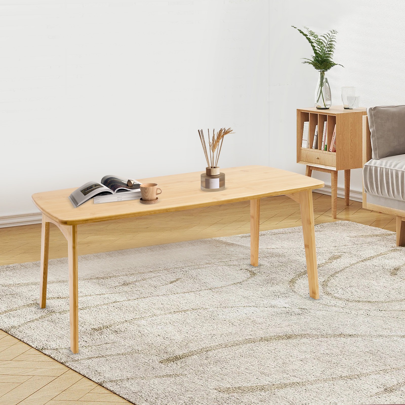 Folding Bamboo Table Foldable Floor Table Coffee Table for Sitting on The Floor