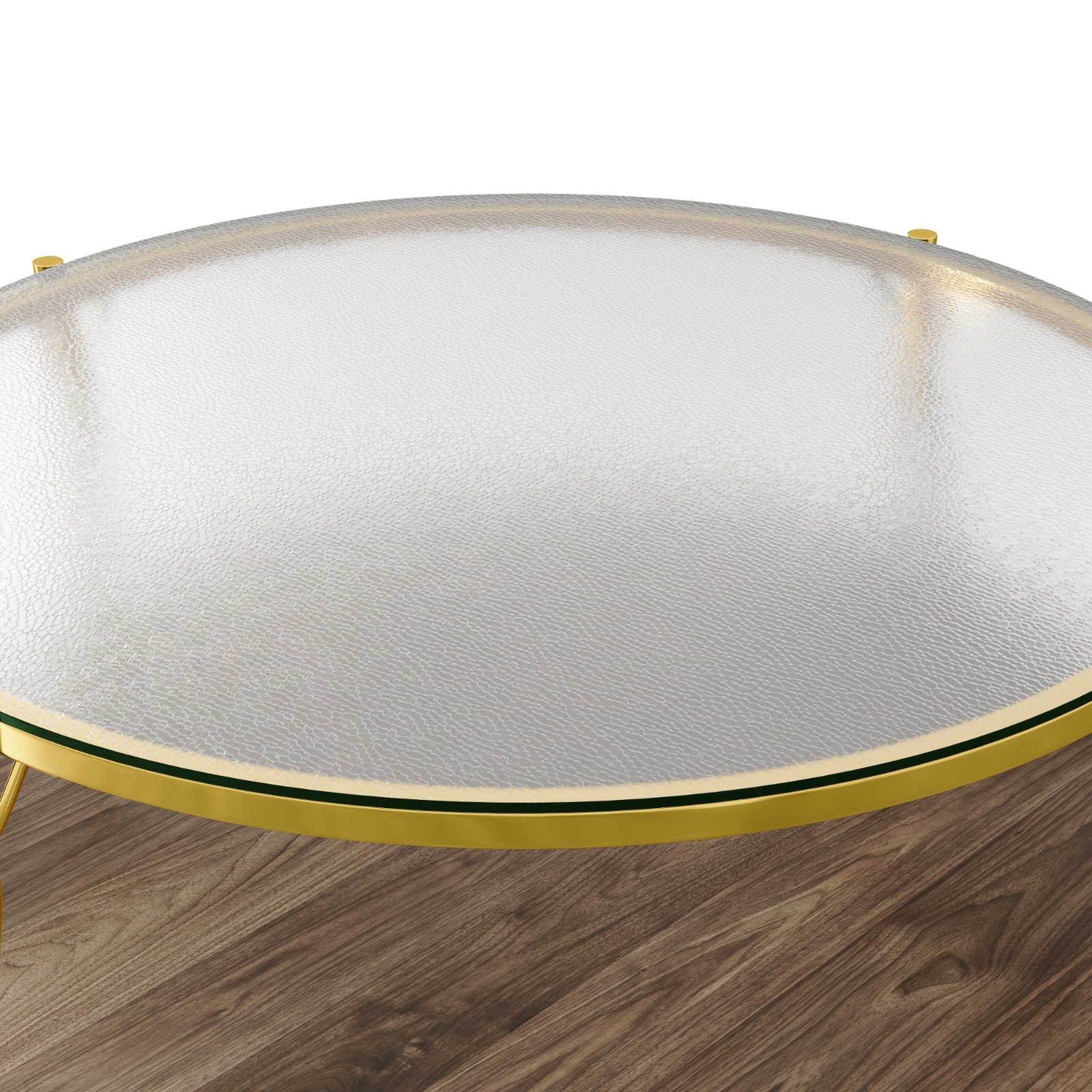 Modern Round Coffee Table Center Table w/ Tempered Glass Tabletop Gold Metal Leg