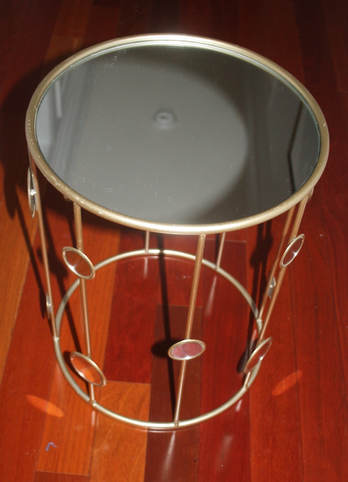 Retro Mirrored Top Gold Accent Table Open Frame Mirror Circles 13X17.75