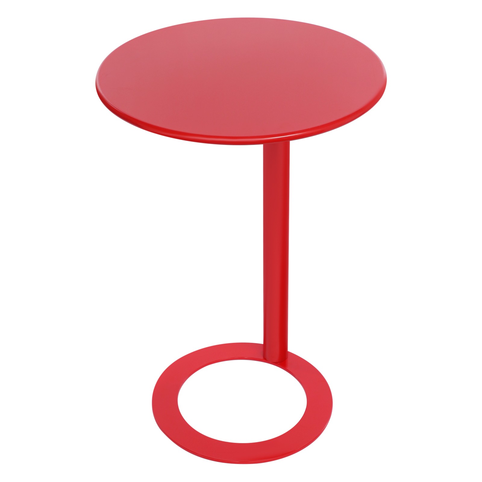 Red C-Shaped Coffee Table, 18.9*27.2in C-Shaped Side Table With O-Shaped Base