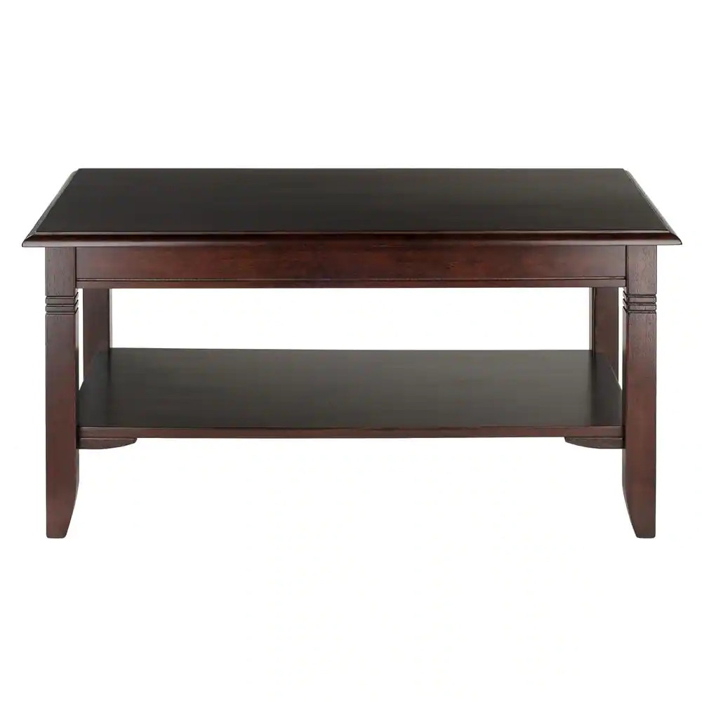 Nolan 37 In. Cappuccino Medium Rectangle Wood Coffee Table with Shelf