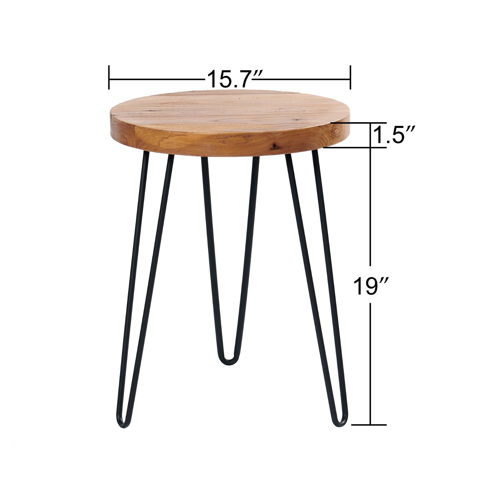 GREENAGE Rustic Old Elm Wood Round End Table Nightstand Sofa Side Table 20.5″ H