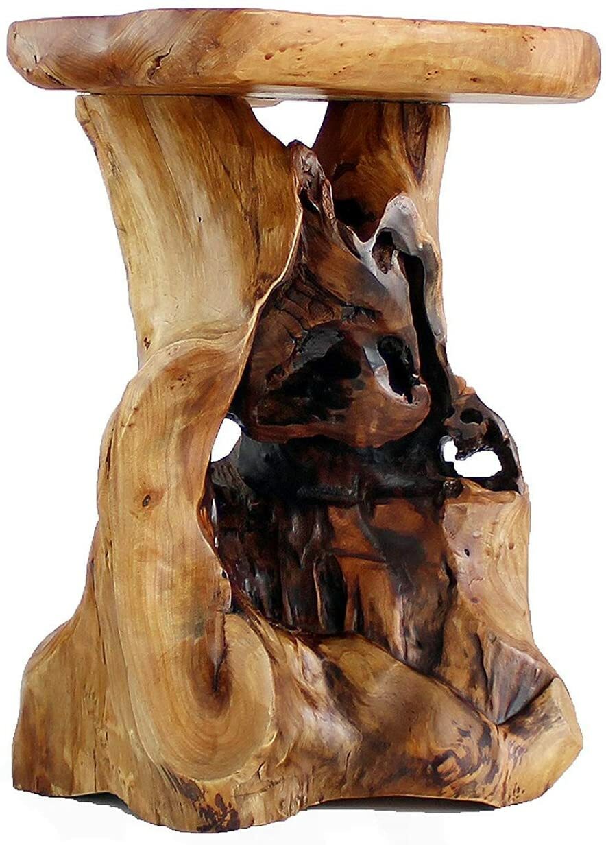 Rustic Primitive Natural Cedar Root Wood Log Side End Table Chair Home Garden