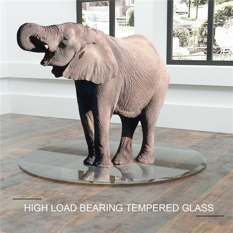 38.6″ Inch Round Tempered Glass Table Top Clear 2/5″ Thick Beveled Polished Edge