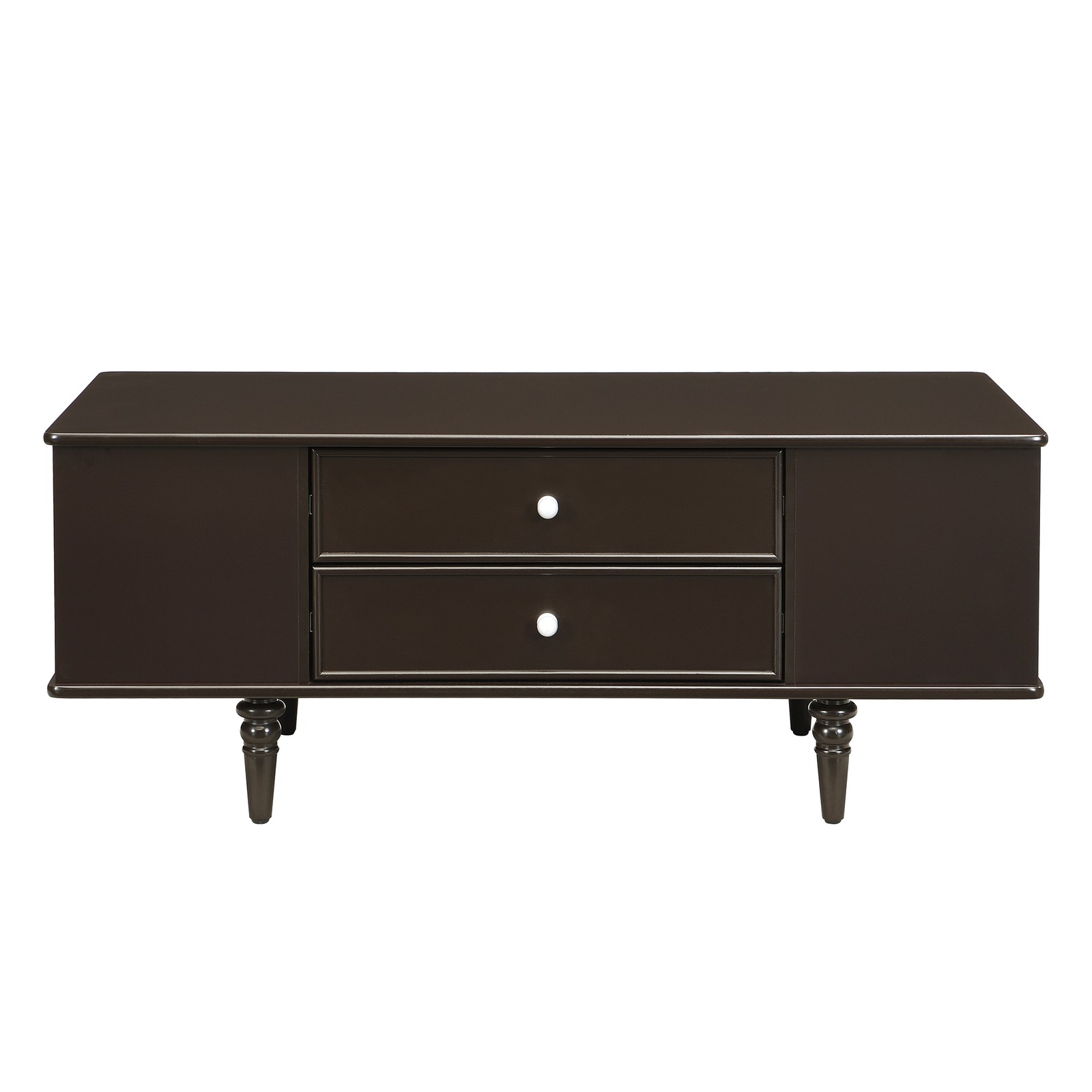 A rectangular coffee table with four drawers and two hidden storage compartments