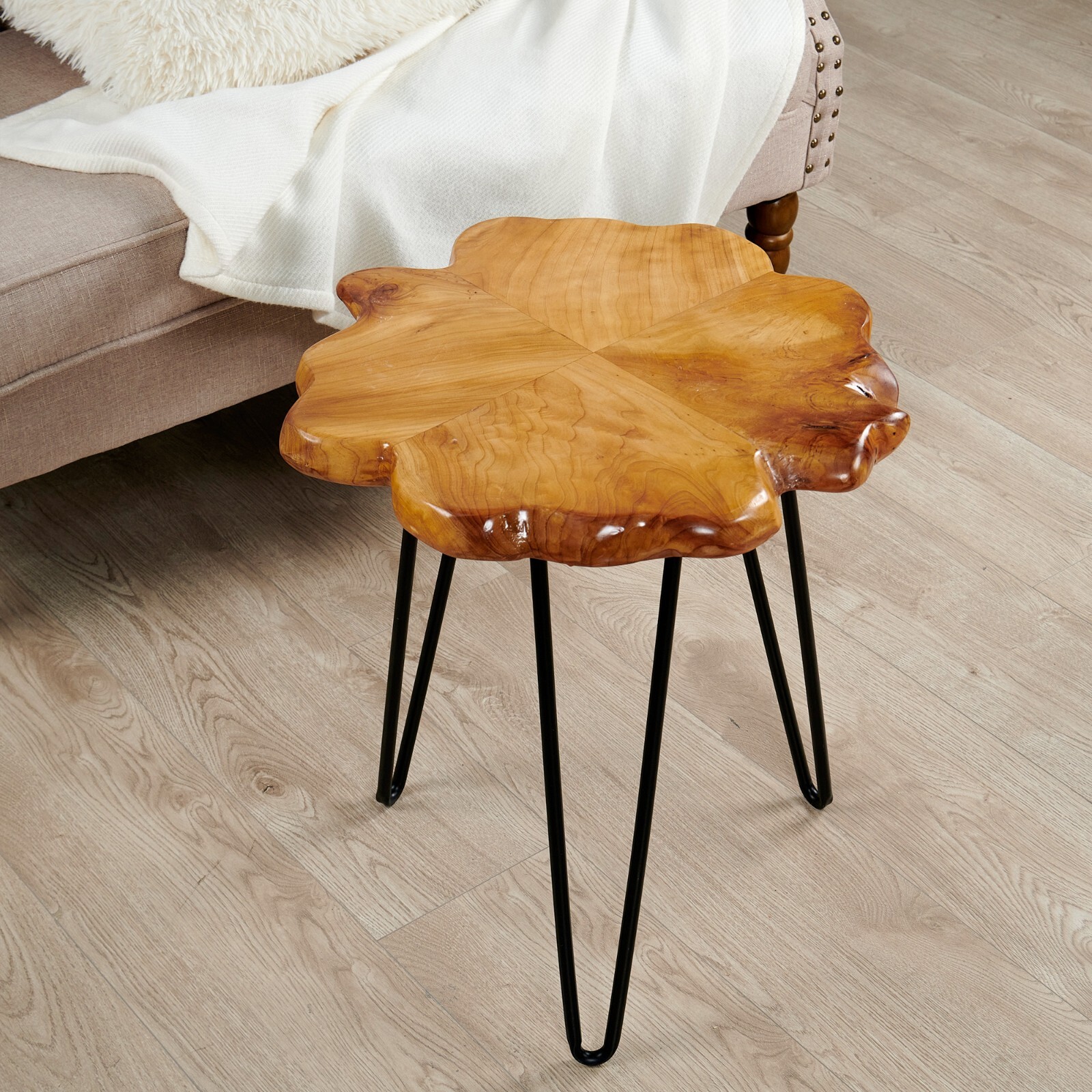 Greenage Natural Cedar Root Live Edge Coffee Table with Hairpin Legs Heavy Thick
