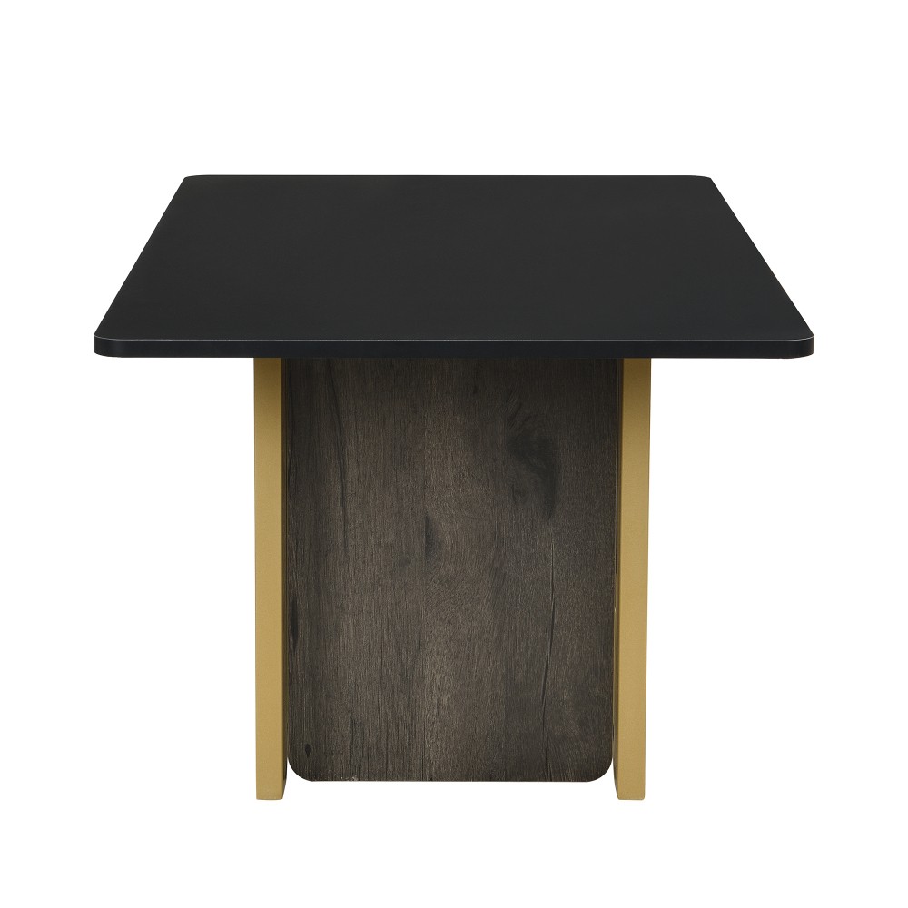 Modern Square Coffee & End Table Set of 2, Black, for Living Room, MDF & Metal