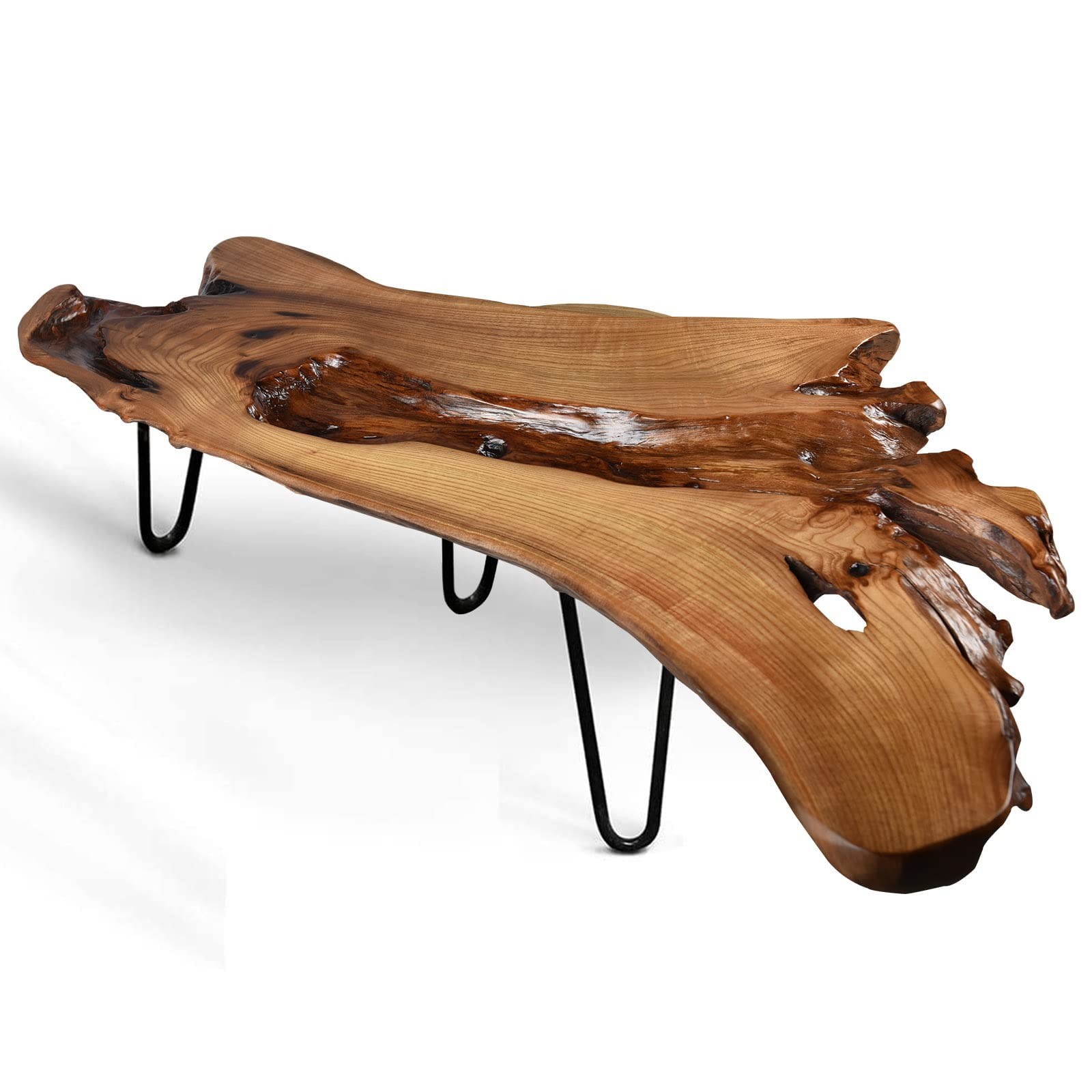 Handcrafted Edge Coffee Table | Natural Wood with Unique Organic Shape | Meta…