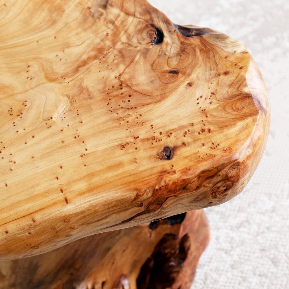 13.8″ Cedar Stump Stool Natural Wood Side Table Live Edge Coffee Table