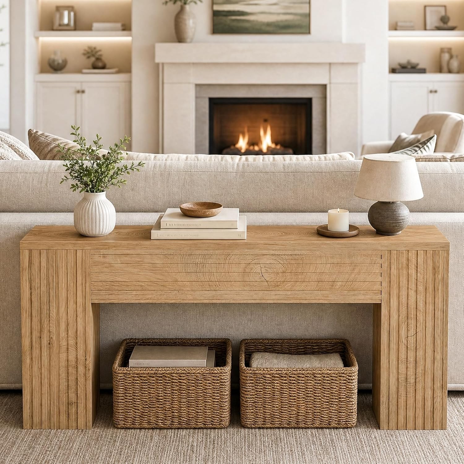 70.9″ Extra Long Console TableModern, Farmhouse Wood Sofa Table for Living Room