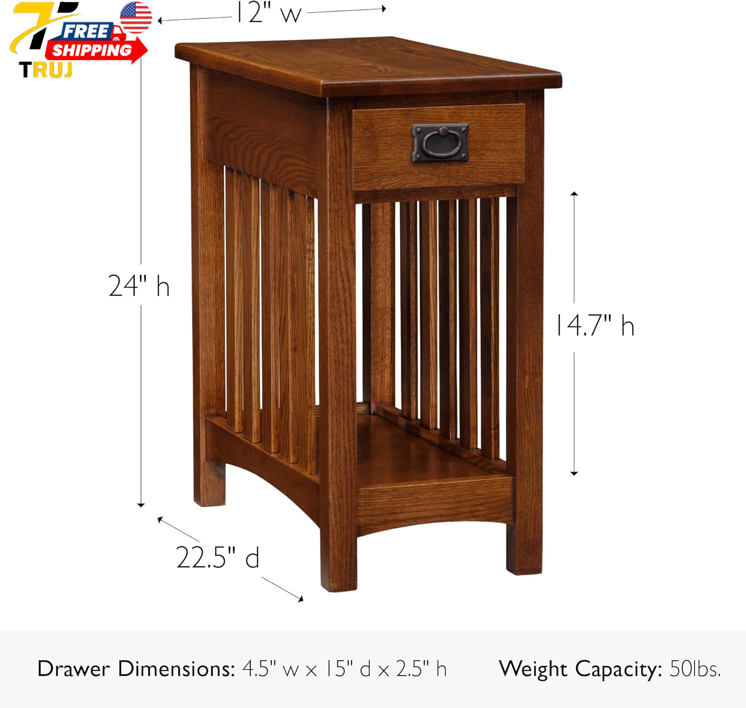 Home Mission Impeccable Coffee Table Solid Wood with 2 Drawers & Shelf Medium