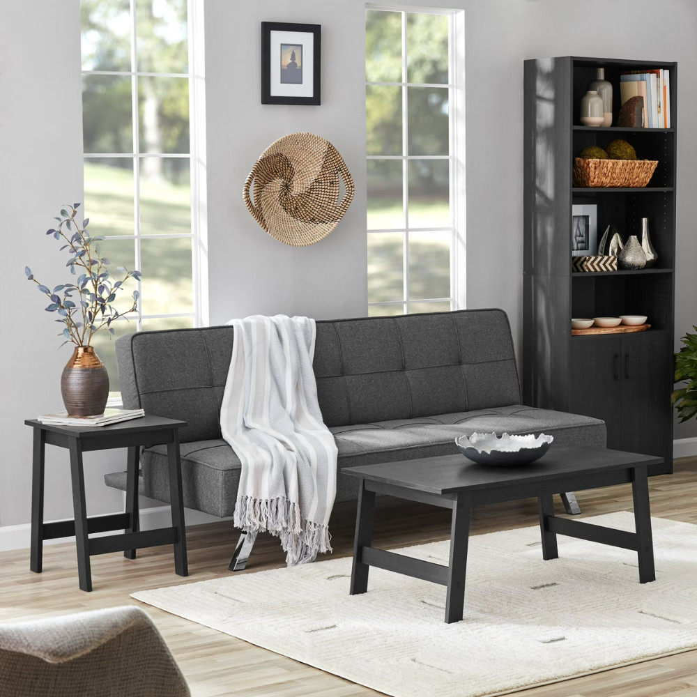 2 Pack Mainstays Square Wood Side Table, Black End Nightstand Coffee Living Room