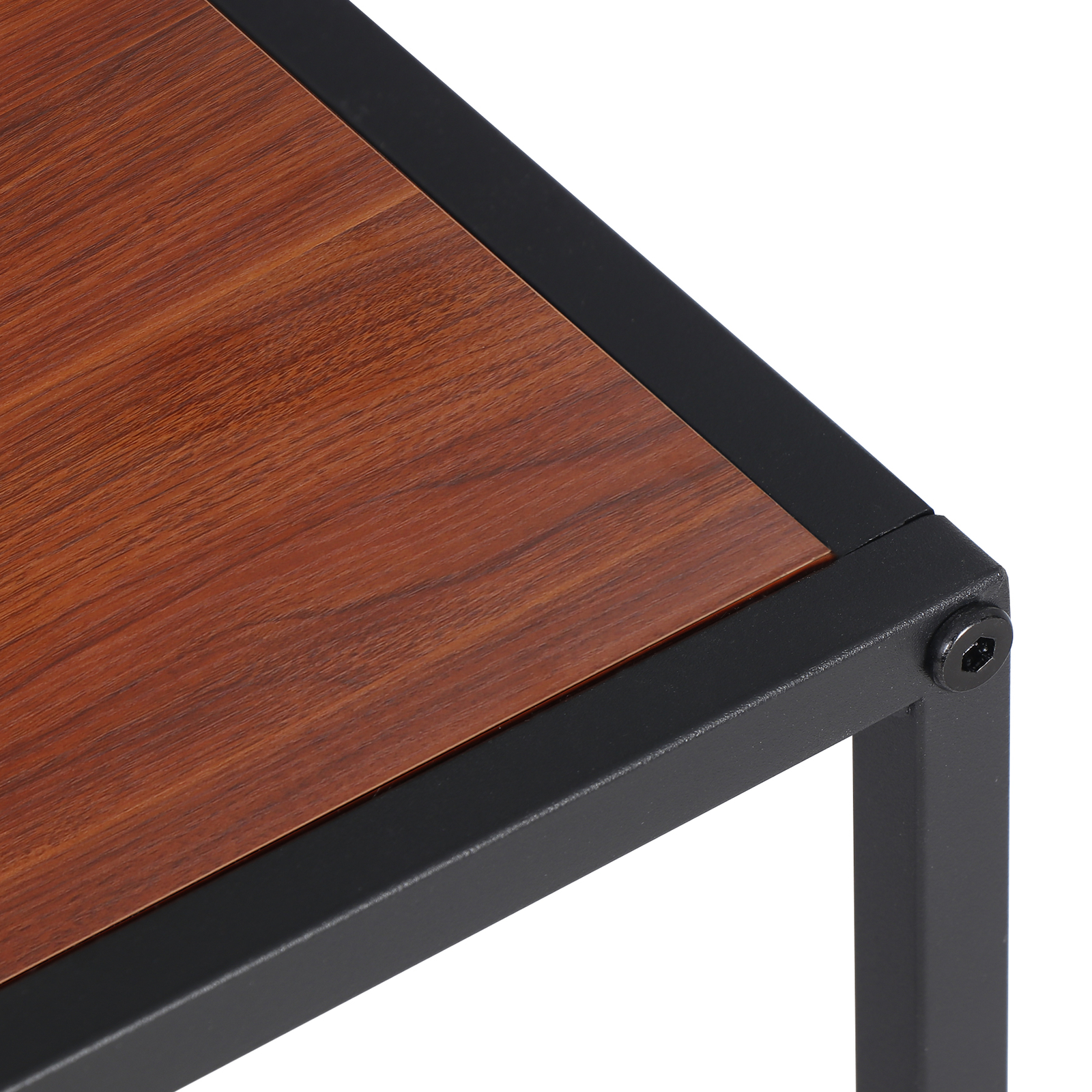 Metal Frame Compact Coffee Table Cabinet Living Room Storage Cabinet Black&Brown