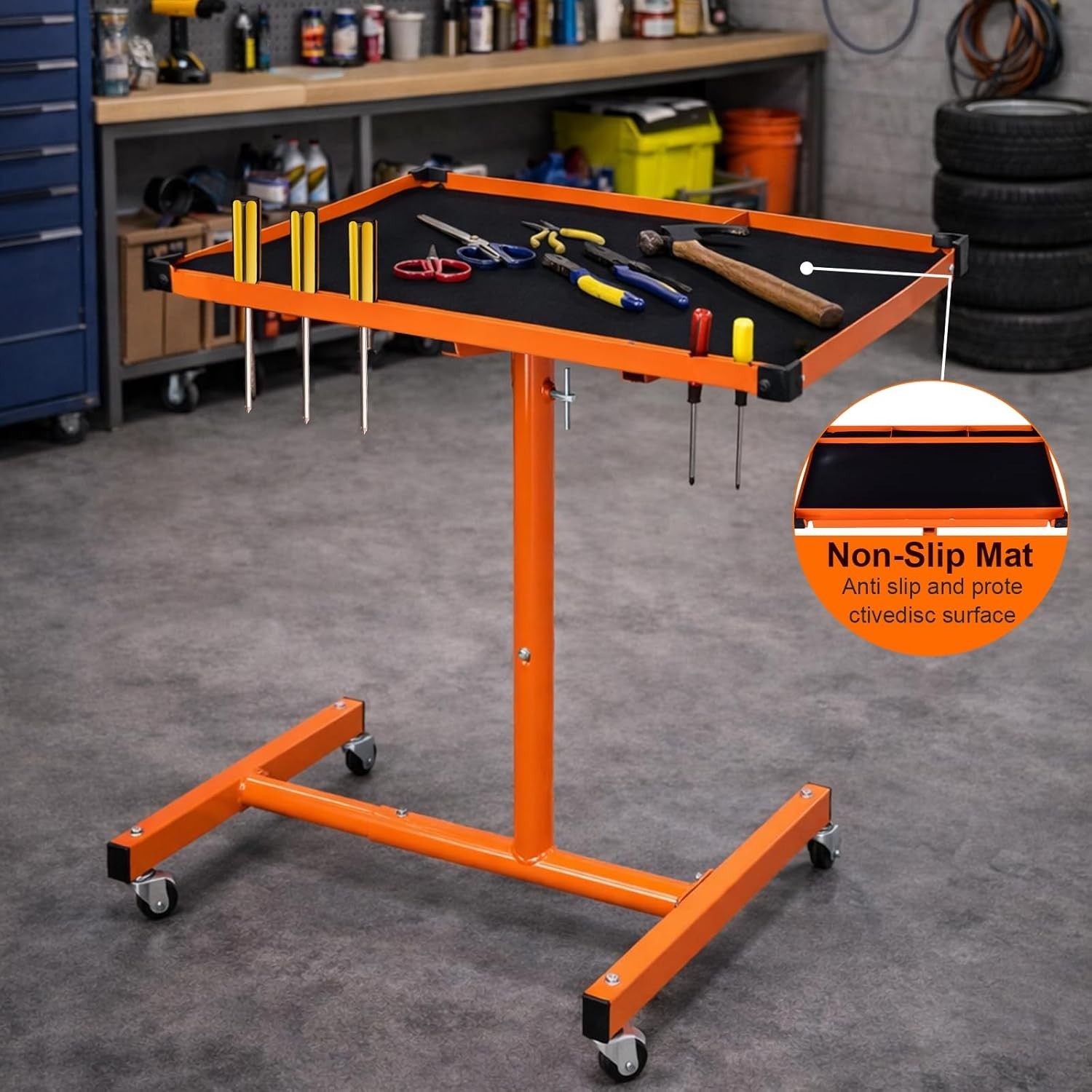 Mechanics Rolling Work Table, Adjustable Mobile Tray Table for Shop, Garage, …
