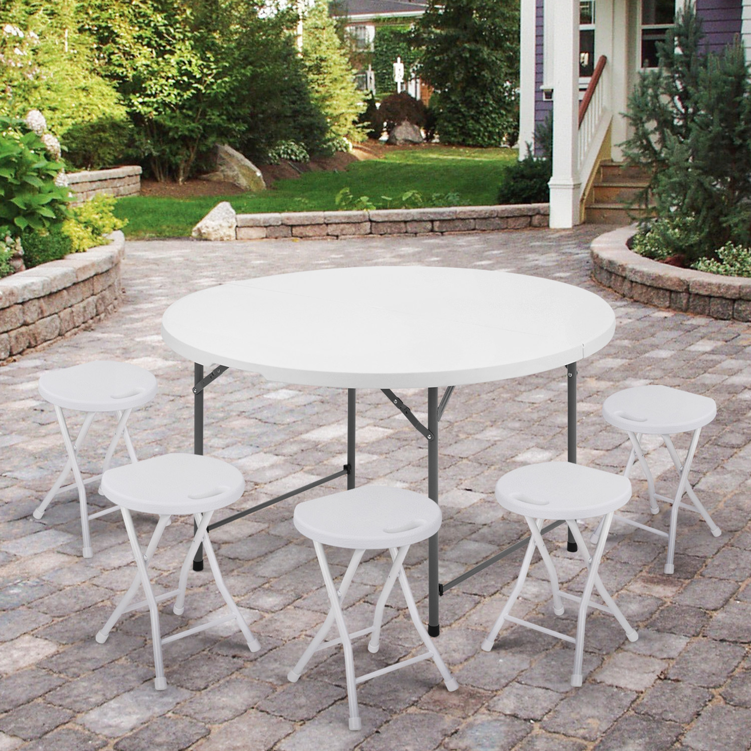 10 Pack White[4 FT FOLDING ROUND TABLE]Home Party Gathering Portable Dining Desk