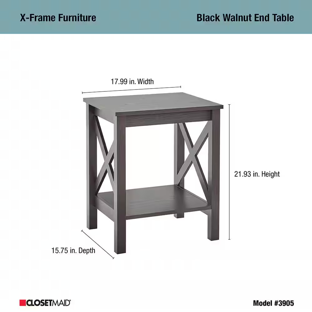 X-Frame 2-Tier 21.9 In. H X 17.9 In. W X 15.7 In. D Laminated Wood End Table She