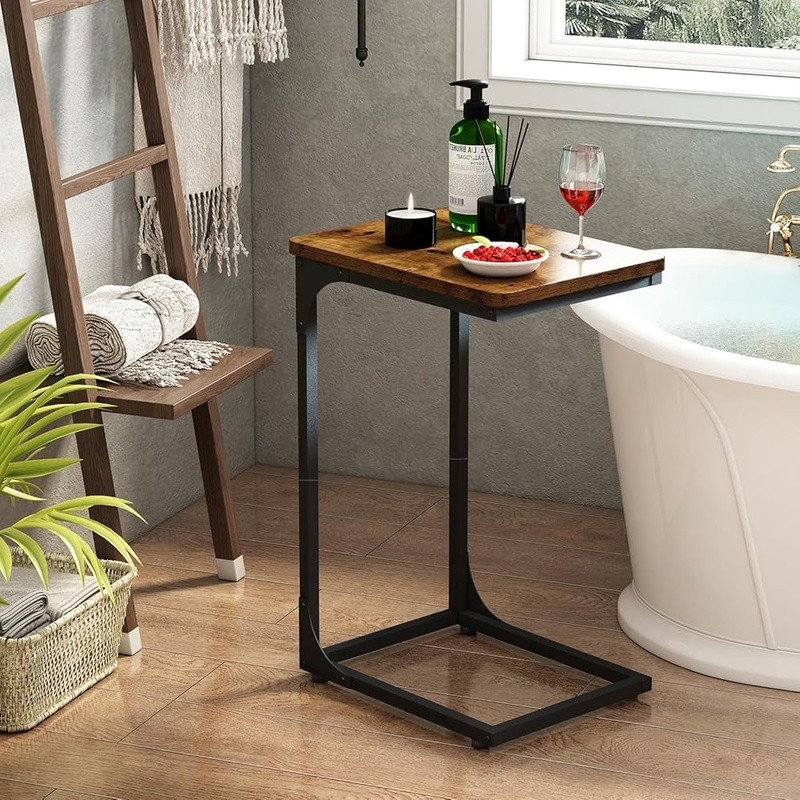 C Shaped Side Tables Set of 2 Living Room Bedroom Couch Tray End Tables New