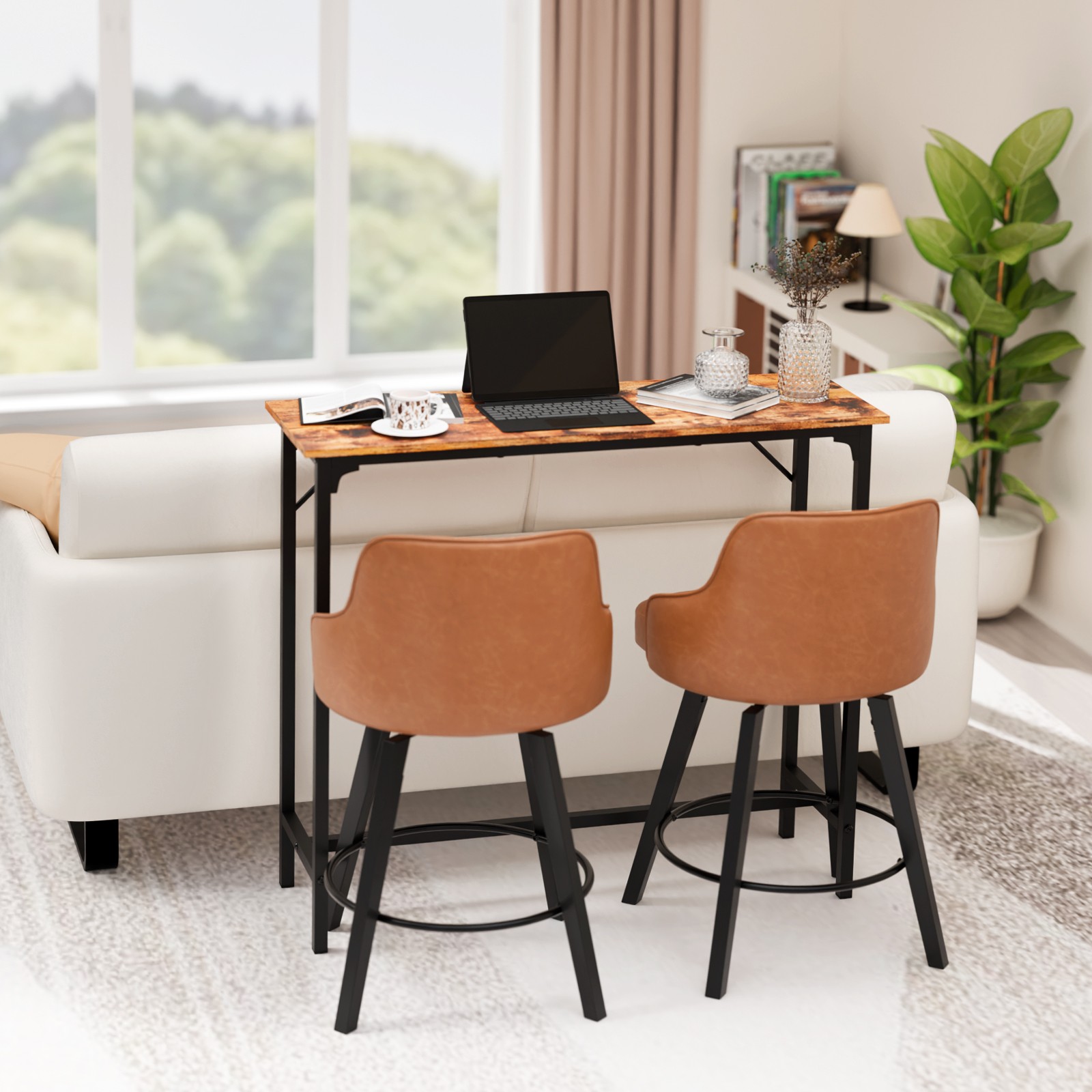 Durable MDF Top & Metal Frame, Ideal for Kitchen/Bar