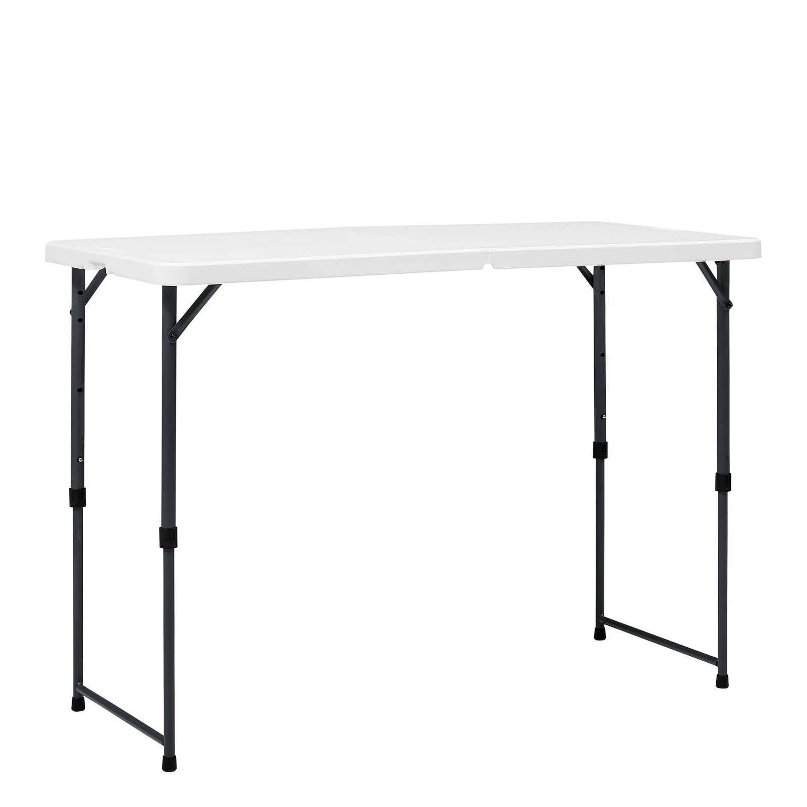 4 Ft Rectangular Folding Table Adjustable Height Durable Indoor Outdoor White US
