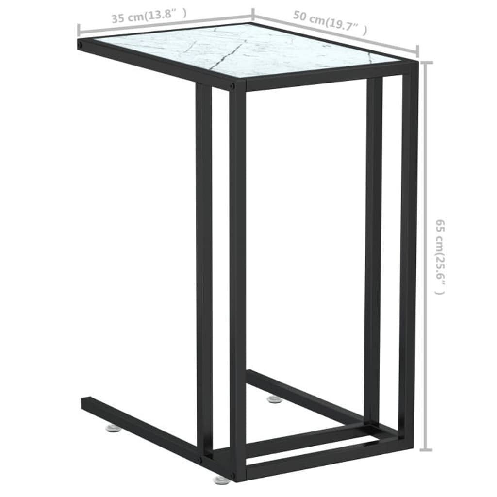 Side Table White marble Tempered glass, iron 19.7 x 13.8 x 25.6 in