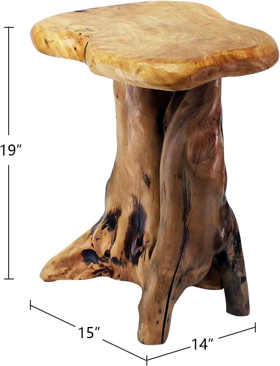 Rustic Natural Tree Stump Stool – 19” Accent Table & Plant Stand