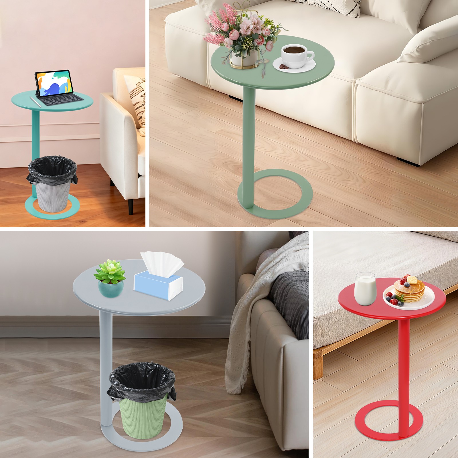 C-Shaped Round Side Table, C-Shaped Coffee Table, C-Shaped Side Table With O-Sha