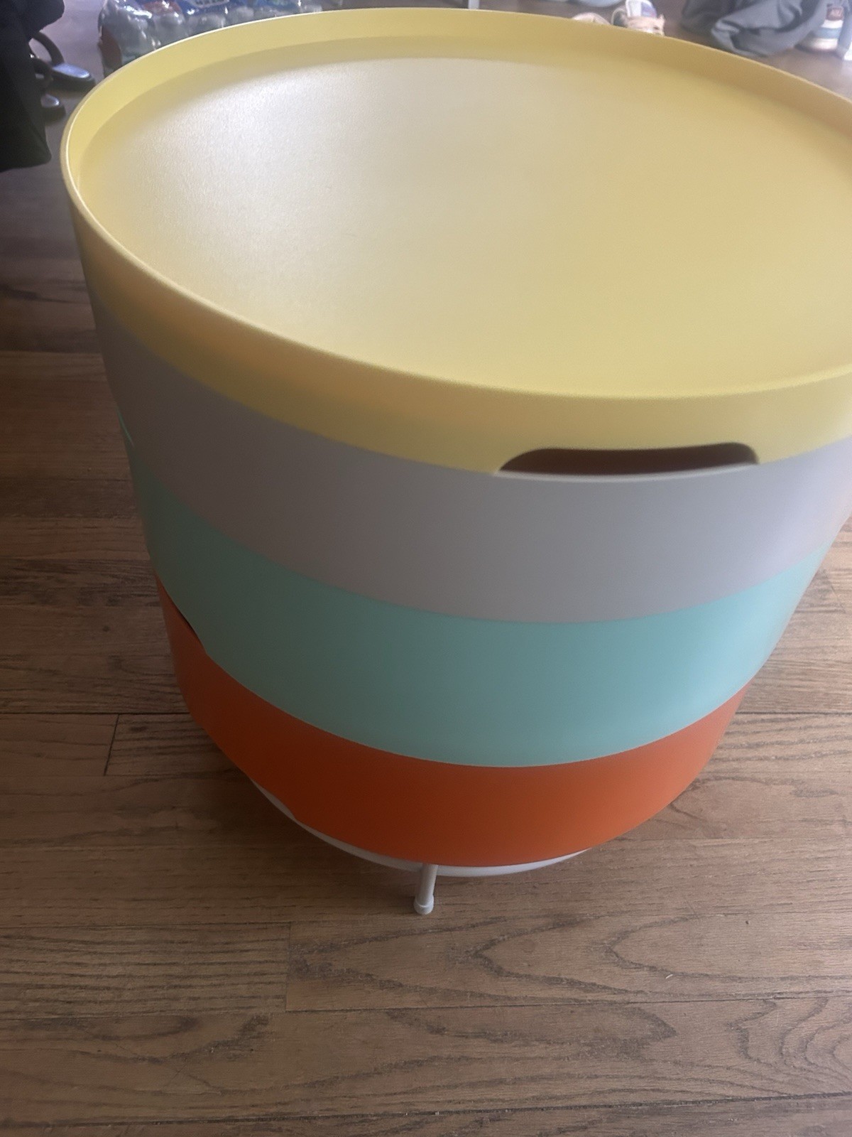 Vintage Ikea PS 2014 Retro Round Colorful Plastic Compartment Storage Side Table