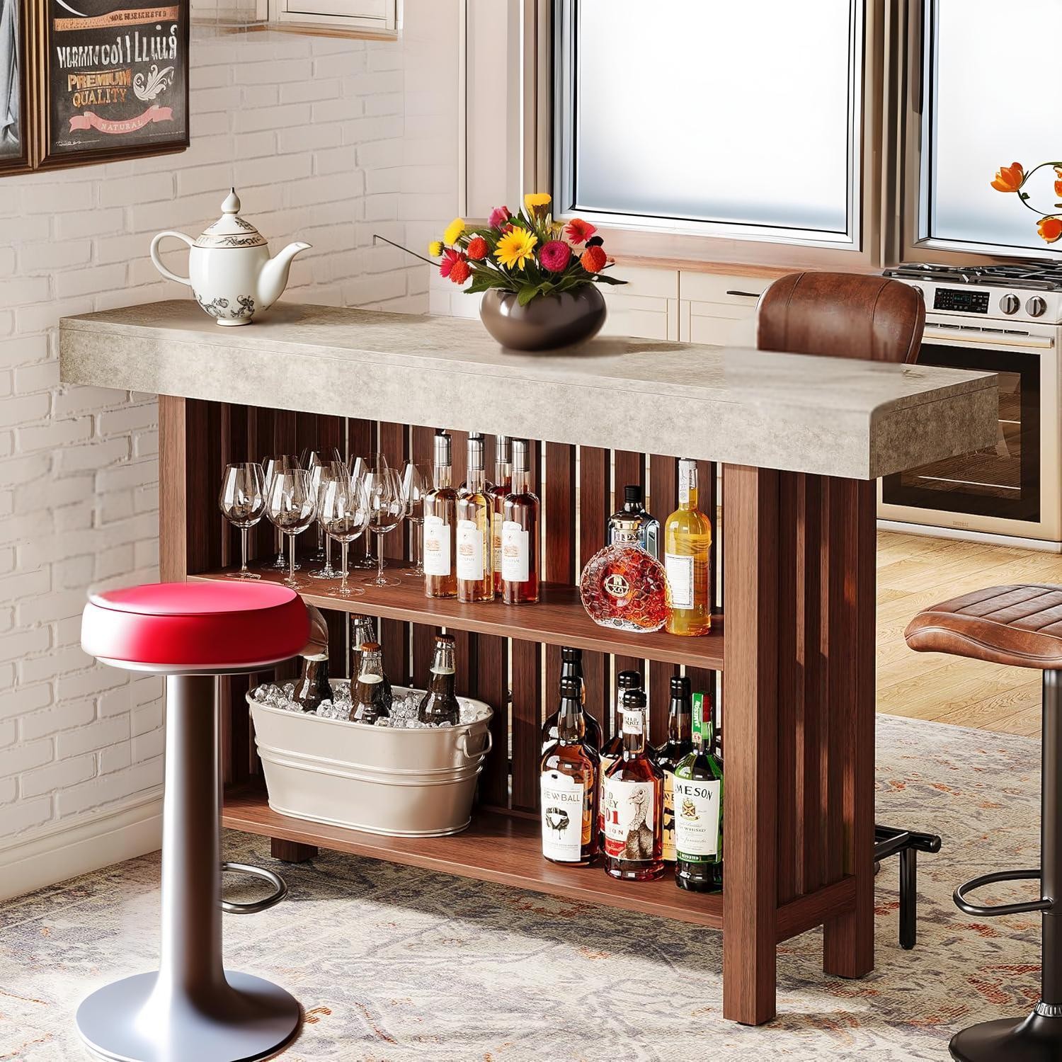 Rectangular Bar Table Ample Space for Storage and Elegant Display