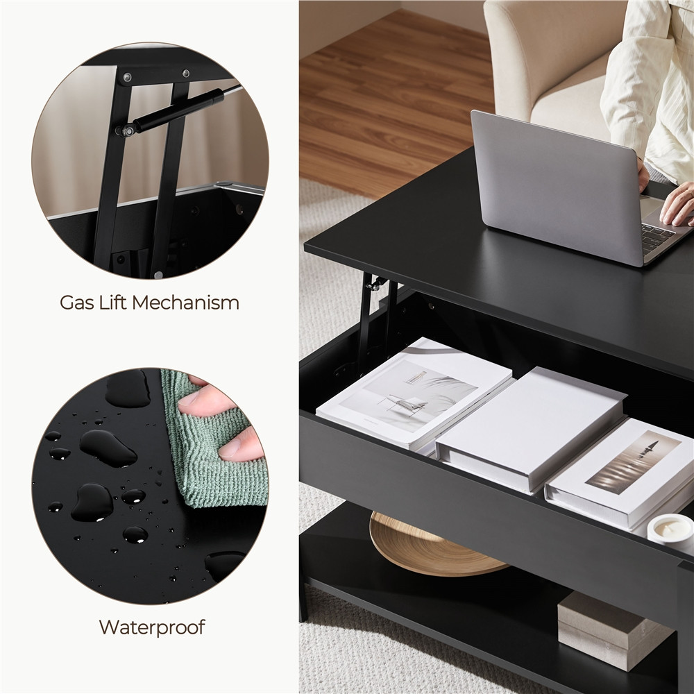 39 in Lift Top Coffee Table with Hidden Compartment & Storage for Living Room