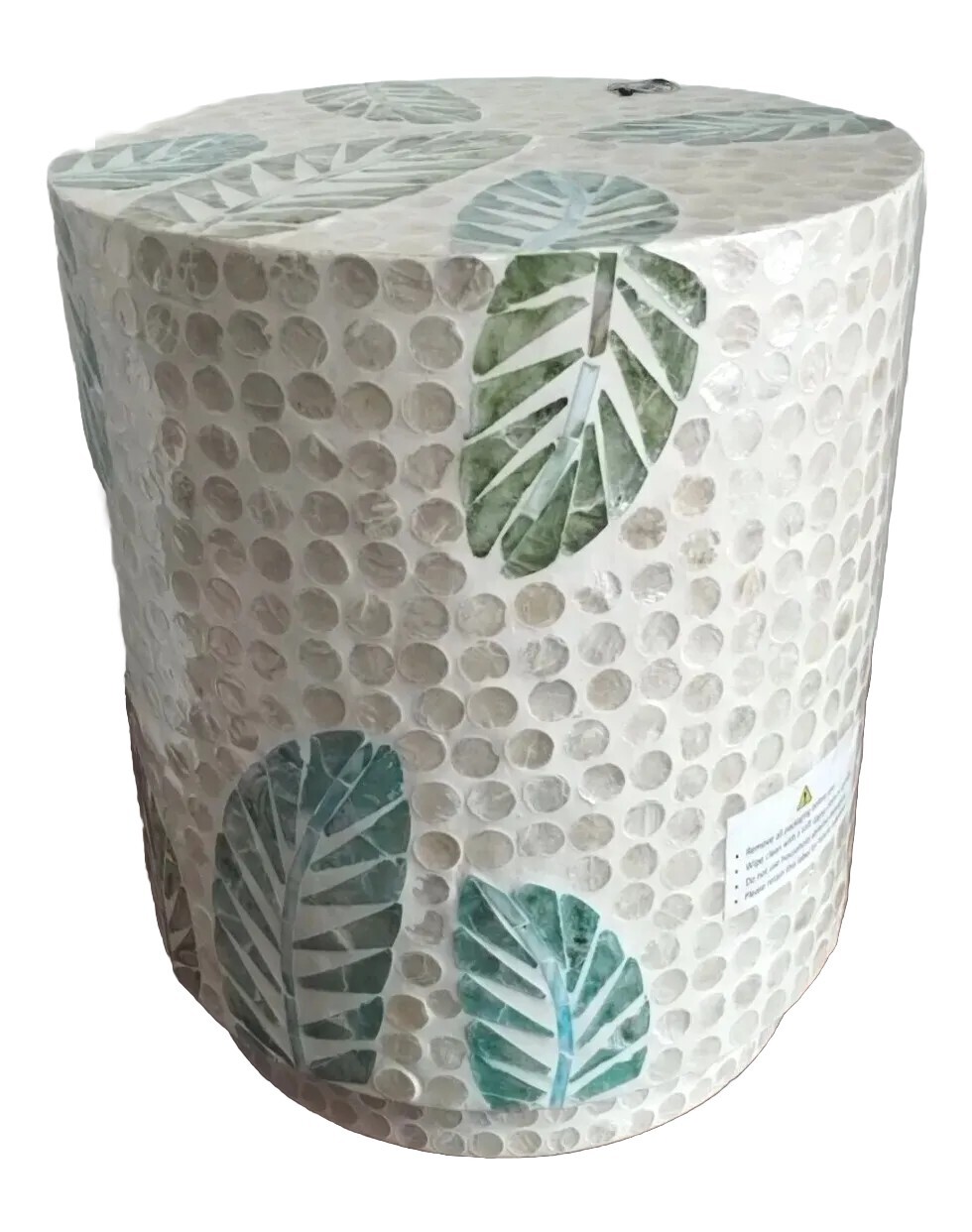 Pacific Paradise Decorative Table, Capiz Shell, Multicolor Banana Leaf, New