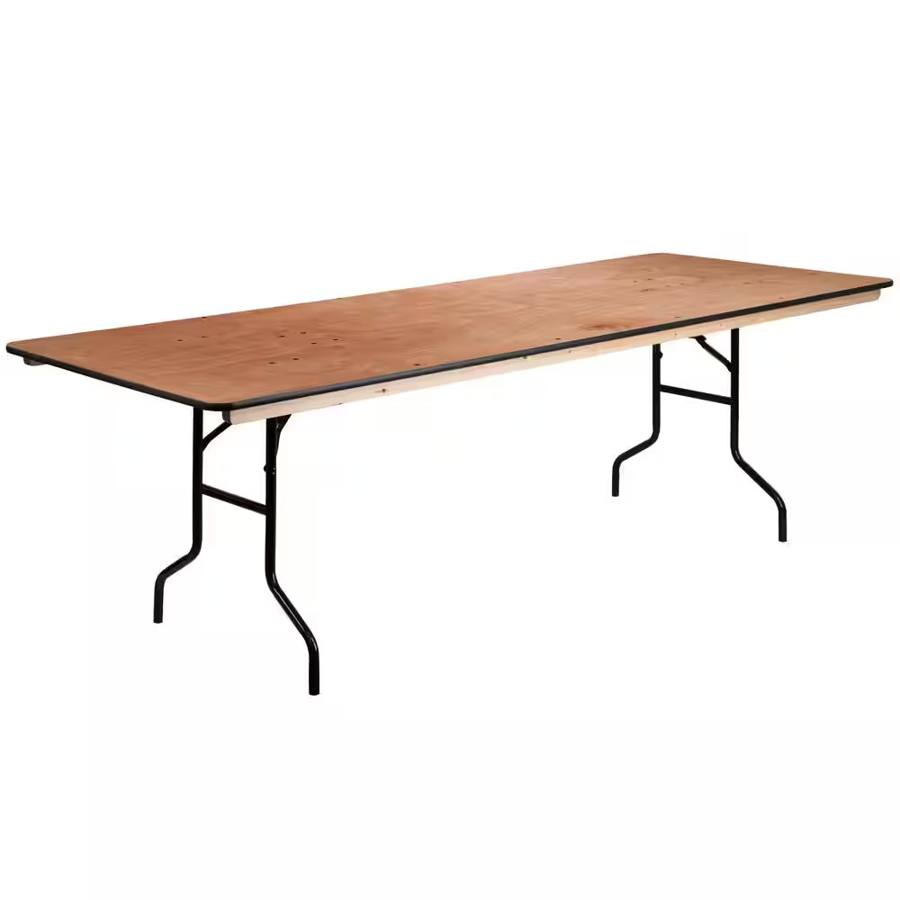 Natural Fielder 8 Ft. Rectangular All-Occasion Wood Folding Event Table, Foldabl