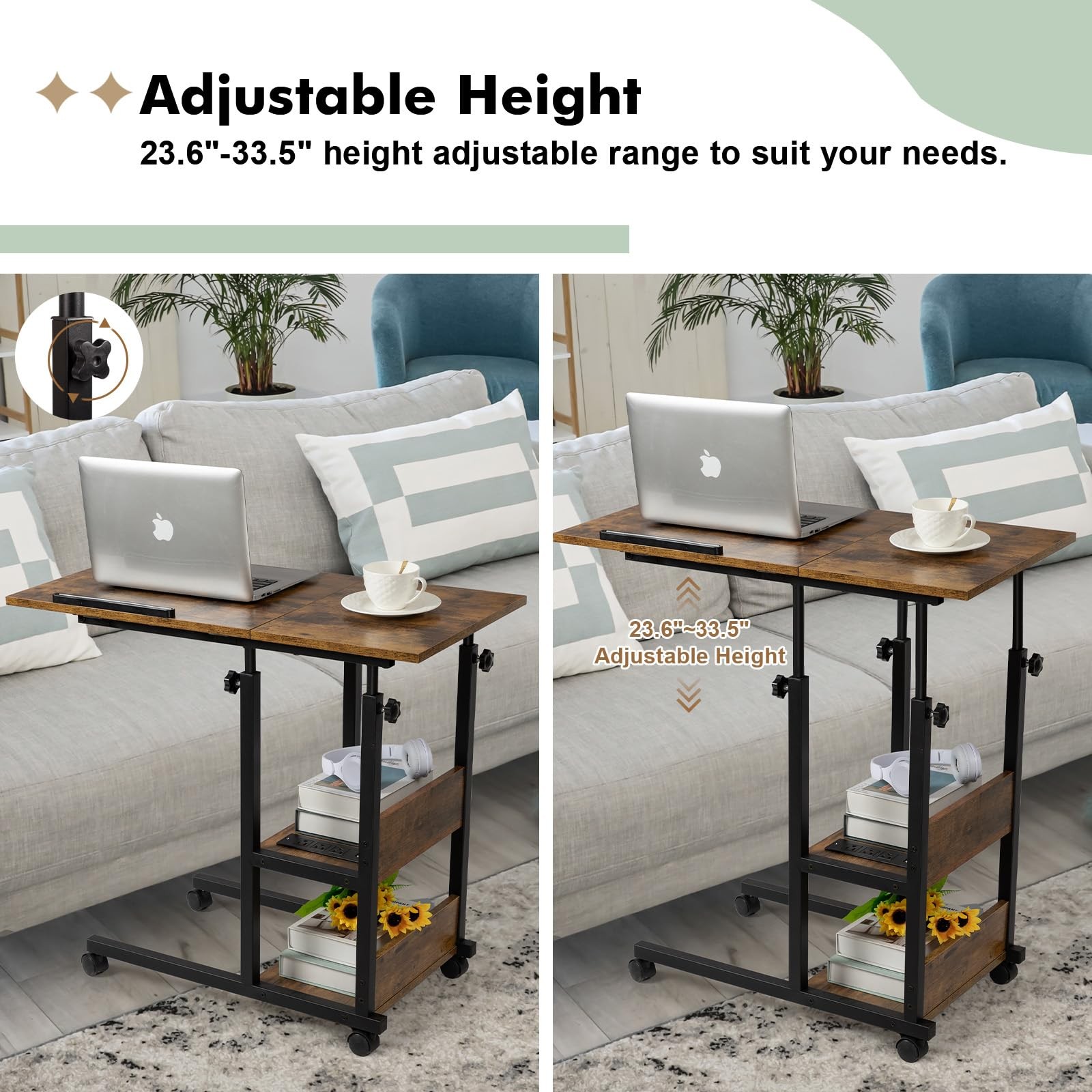 Hadulcet Adjustable C 15.8 inches x 31.5 x 33.5 inches, Romantic Brown