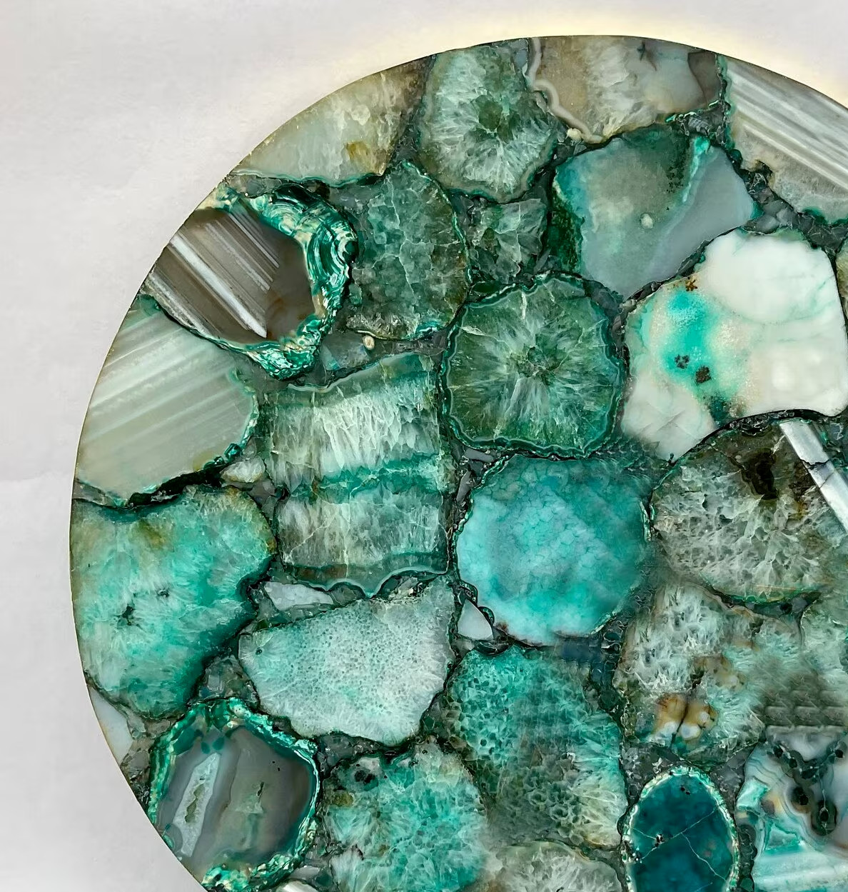 18″ Agate Round Table Top Natural Stones Work Home Decor
