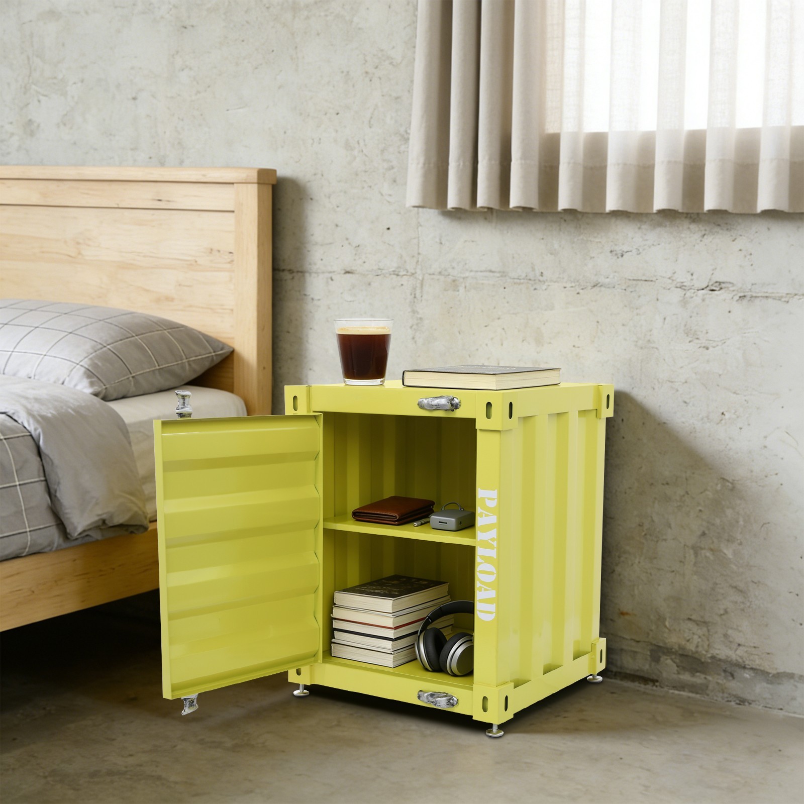 Industrial Metal Bedside Table Container Side Table Container Style Locker