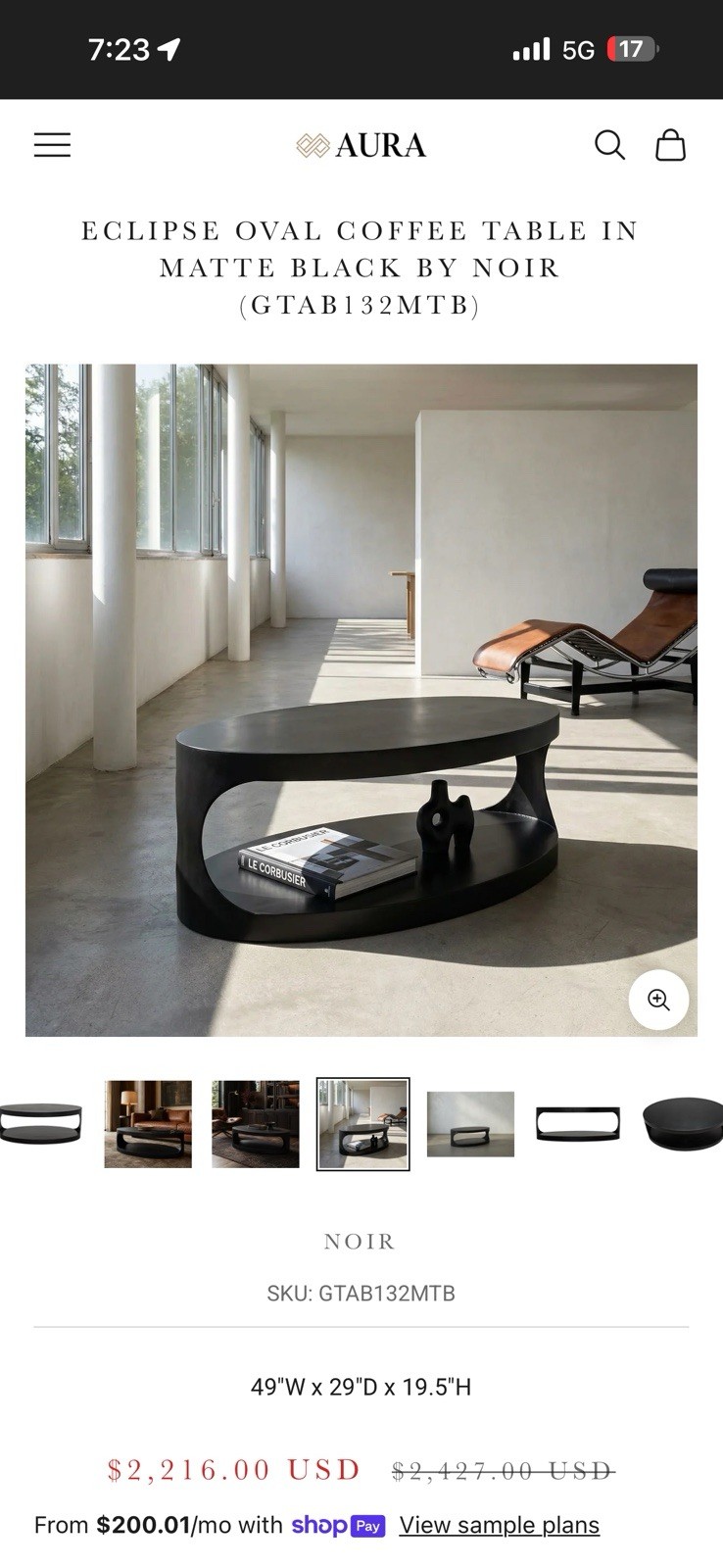 Oval Metal Coffee Table