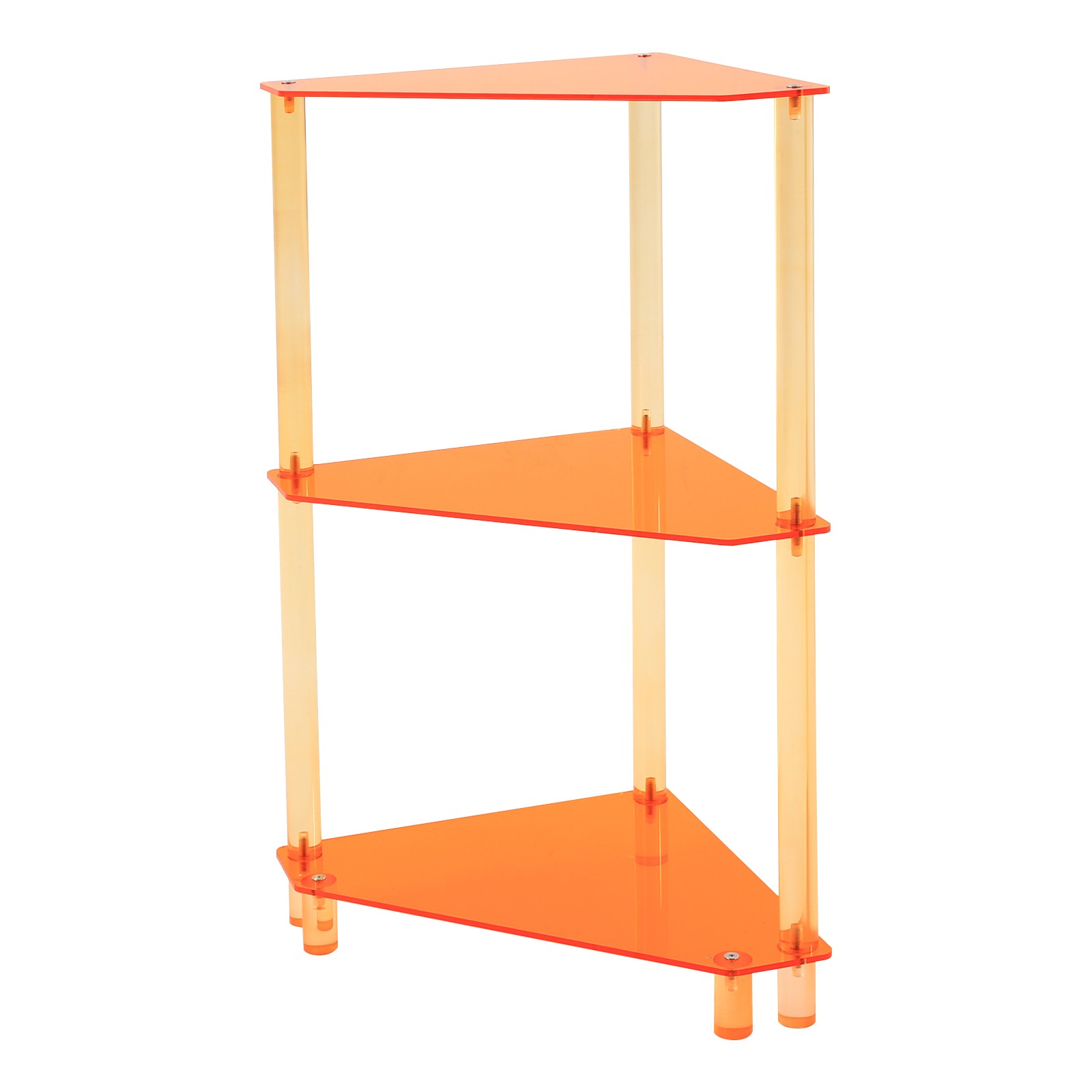 Triangle Orange End Table, 3 Tier Side Table For Living Room, Bedroom, Bathroom