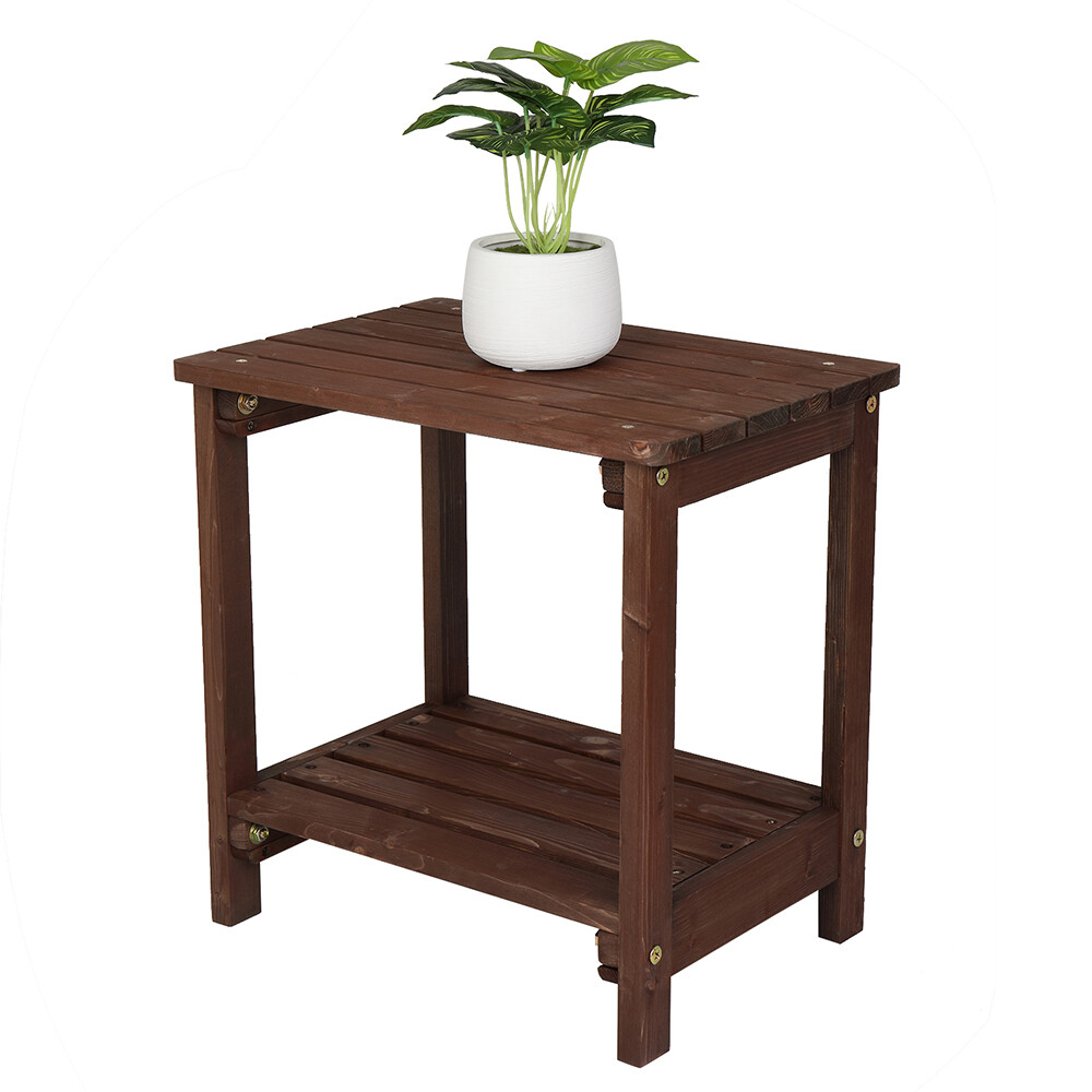 Rectangular Wood Side End Table Light Brown