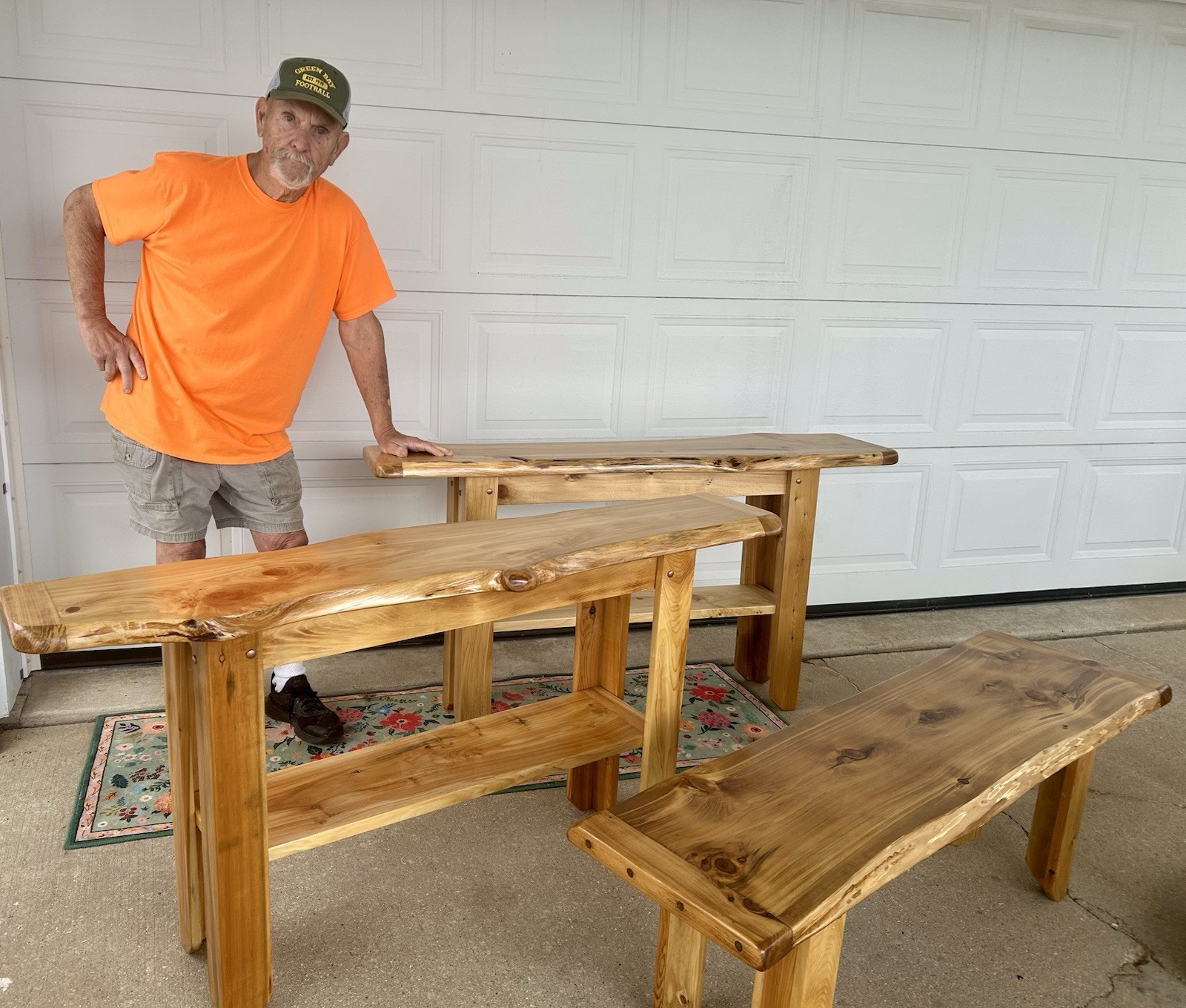 Thick Live Edge Sofa Entry Table 57″x16″ Natural Finish Northern White Cedar